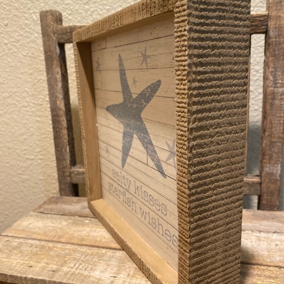 Salty Kisses Starfish Wishes Decor Wall Sign, Wood Starfish Sign, Beach Decor - Picture 4 of 11